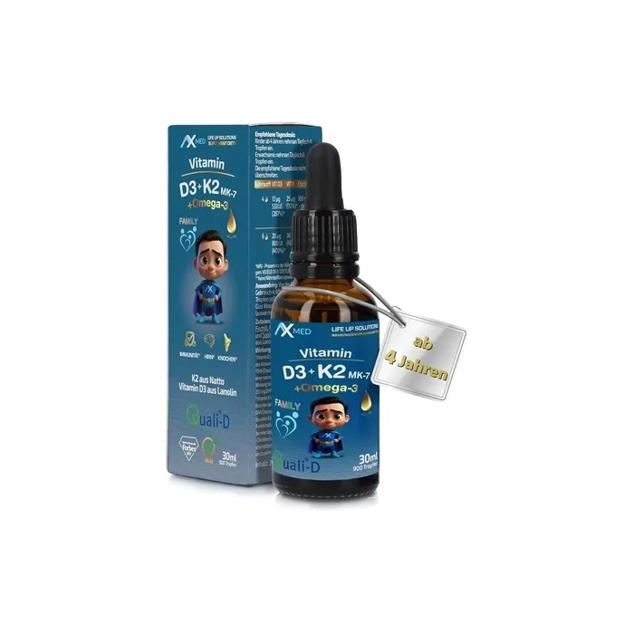 Axe-Med Vitamin D3 K2 Drops 30ml with Omega 3 DHA