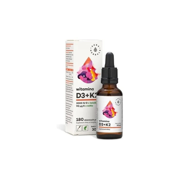 Aura Herbals Vitamin D3 2000IU + K2mk7 30ml Drops