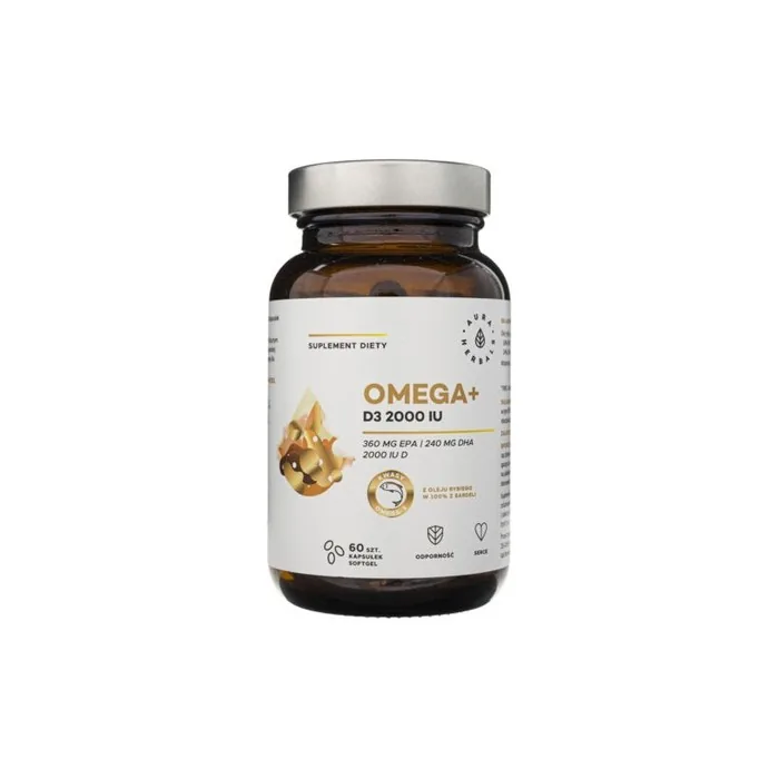 Aura Herbals Omega + Vitamin D3 2000 IU 60 Capsules
