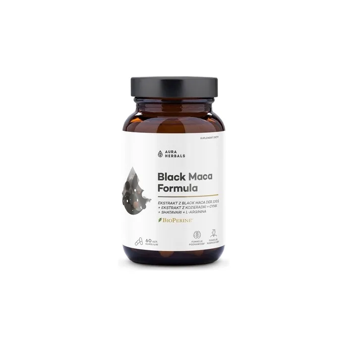 Aura Herbals Black Maca Formula Dietary Supplement Capsules 60 Pieces