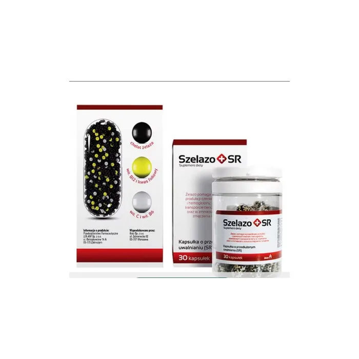 Szelazo SR Iron 30 Capsules Blood Folic Acid Vitamin C B6 B12 Nervous System