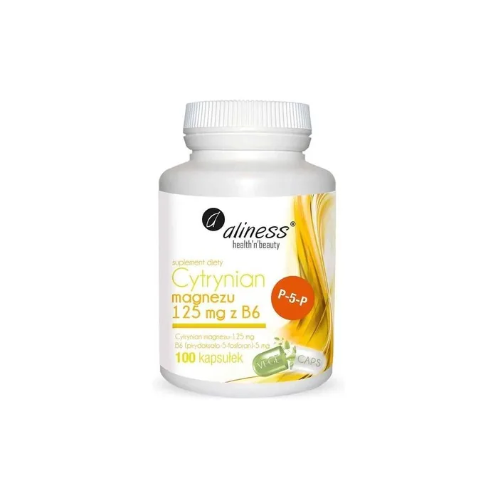 Magnesium Citrate 125mg with Vitamin B6 ALINESS Healthy 100 Vege Capsules