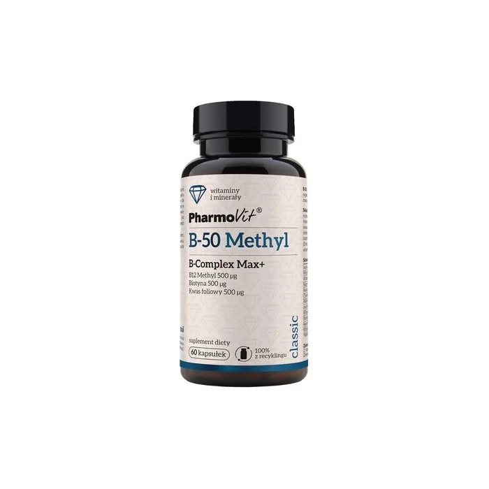 Pharmovit B-50 Methyl B-Complex Max+ Dietary Supplement 60 Capsules