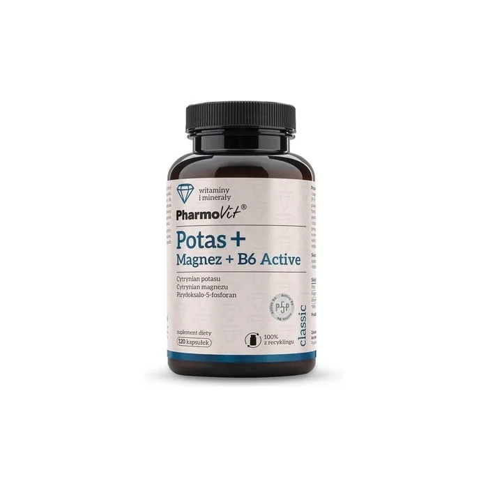 Pharmovit Potassium + Magnesium + Vitamin B6 Active Dietary Supplement 120 Capsules