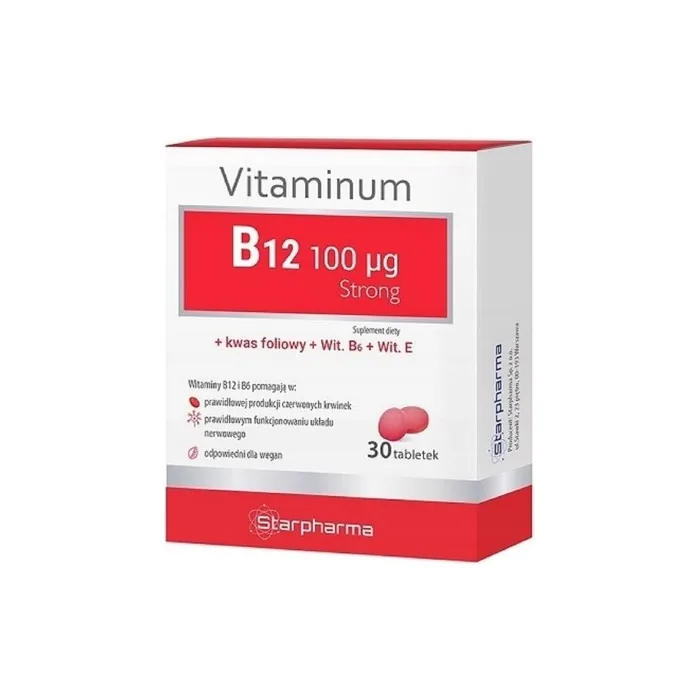 Starpharma Vitamin B12 100mcg STRONG with Folic Acid, Vitamin B6, and Vitamin E - Support for Energy Metabolism