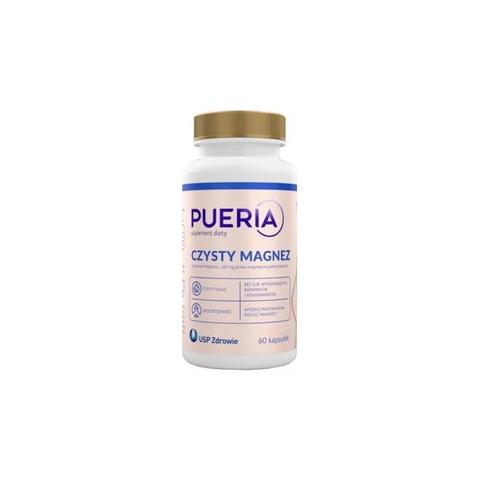 Pure Magnesium Supplement 60 Capsules for Nervous System, Muscles, Stress, Cramps, and Fatigue