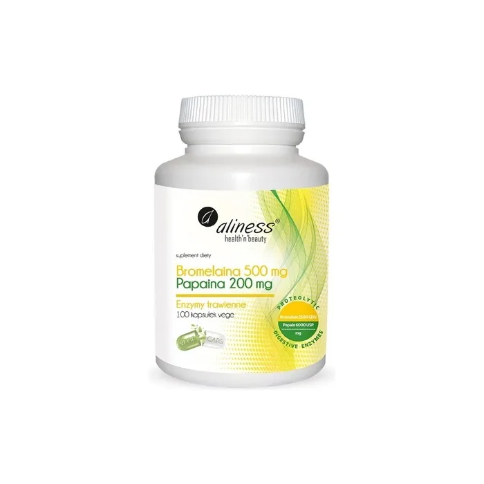 Aliness Bromelain 500mg Papain 200mg Digestive Enzymes Inflammation Vegan Vegetarian Dietary Supplement 100 Capsules