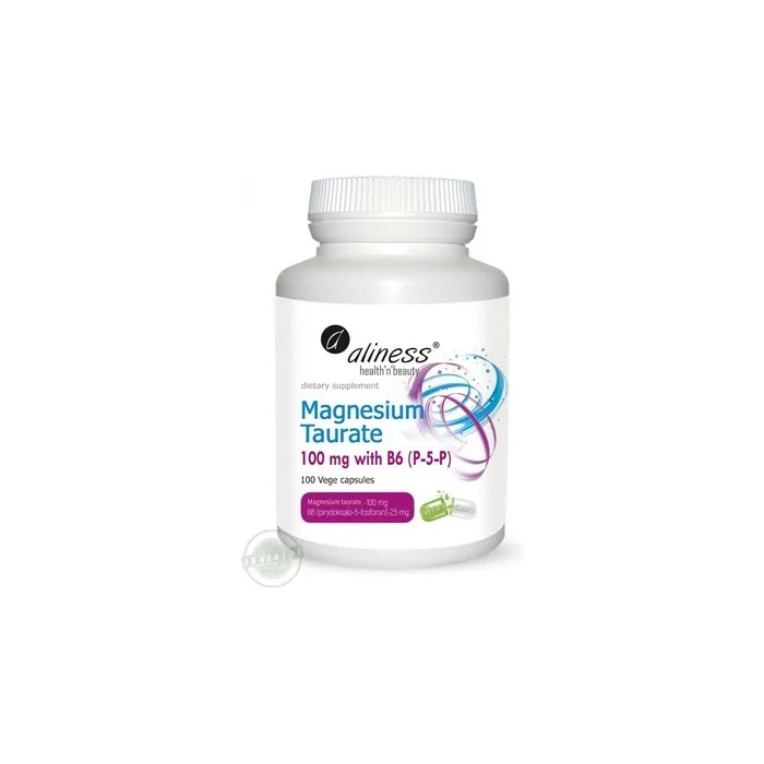 Magnesium Taurate 100mg + Vitamin B6 100 Capsules - ALINESS Poland