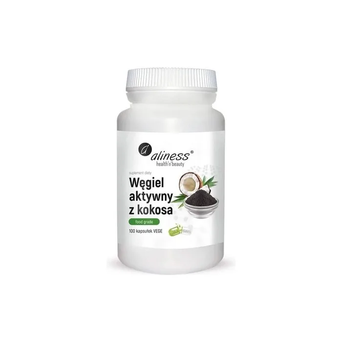 Food Grade Coconut Activated Charcoal 300mg 100 Capsules Aliness