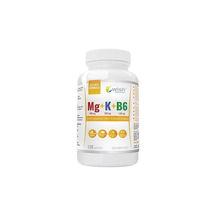 Wish Pharmaceutical Magnesium + Potassium + Vitamin B6 Forte Dietary Supplement 120 Capsules