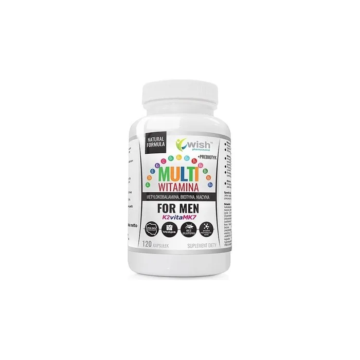 Wish Pharmaceutical For Men Multivitamin Complex + Prebiotic Dietary Supplement 120 Capsules