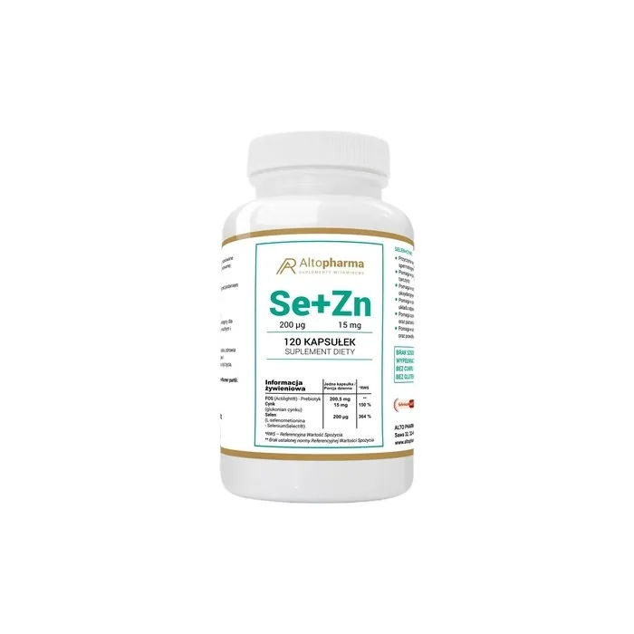 Altopharma Organic Selenium 200 Micrograms + Zinc 15 Milligrams + Prebiotic Dietary Supplement 120 Capsules