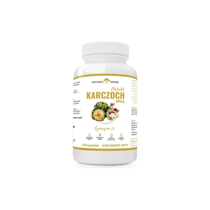 Natural Herbs Artichoke Extract 600mg Dietary Supplement - 120 Capsules