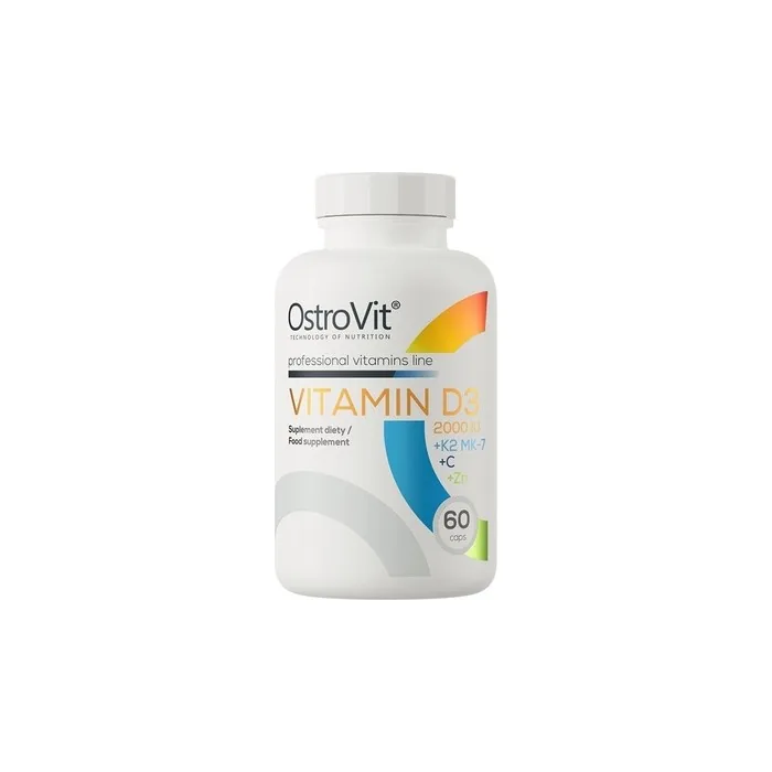 OstroVit Vitamin D3 2000 IU with K2 MK-7, Vitamin C, and Zinc - 60 Capsules