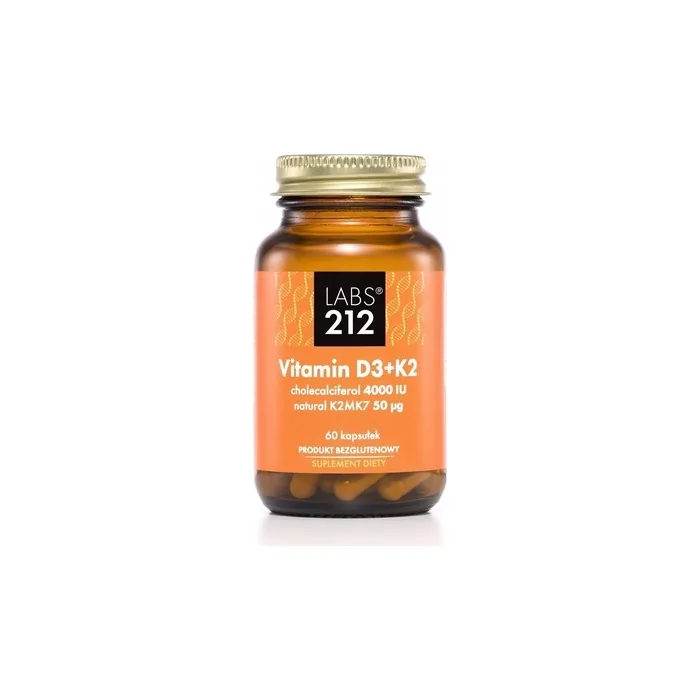 Labs212 Vitamin D3+K2 Dietary Supplement 60 Capsules