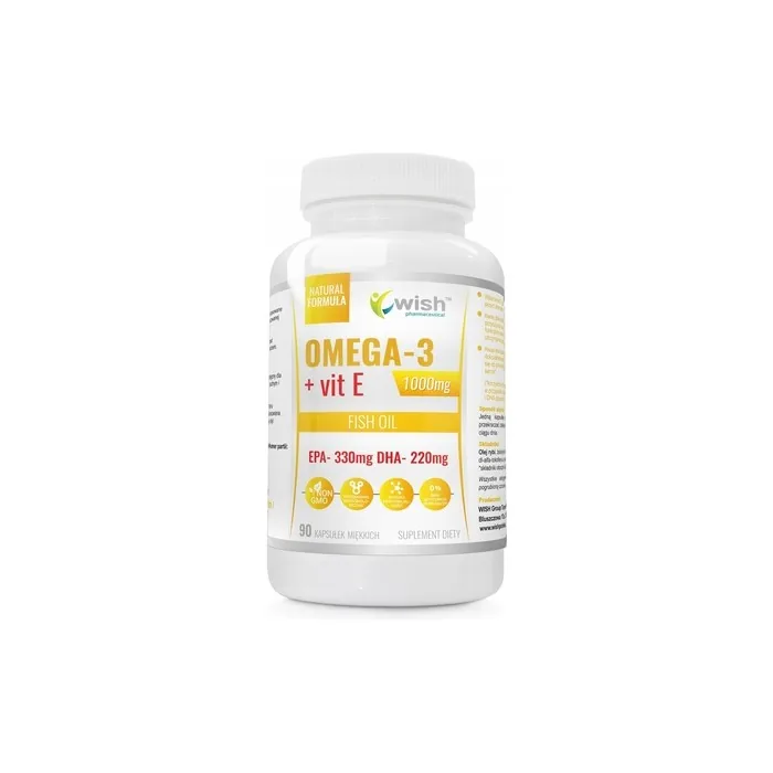 Wish Pharmaceutical Omega-3 1000mg + Vitamin E Dietary Supplement 90 Capsules