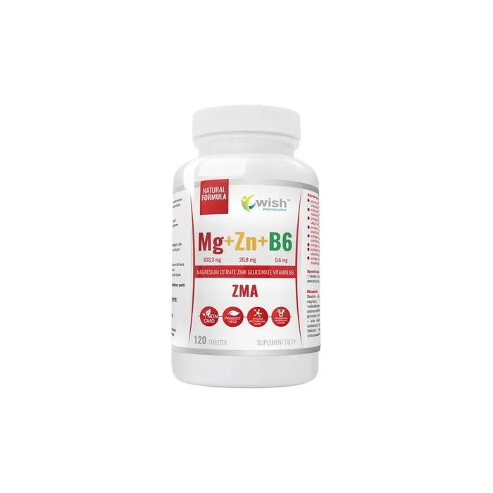 Wish Pharmaceutical Zma Magnesium + Zinc + Vitamin B6 Dietary Supplement 120 Tablets