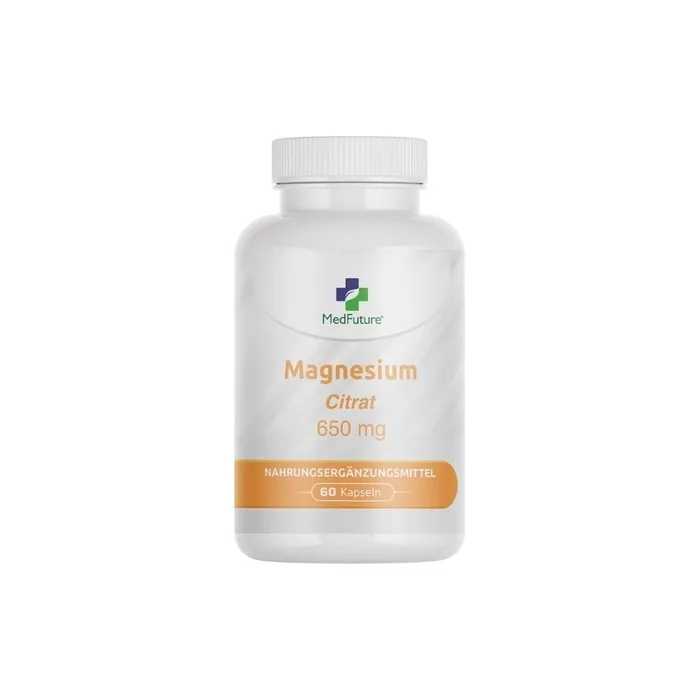 Magnesium Citrate 60 Capsules 650mg Pure Magnesium