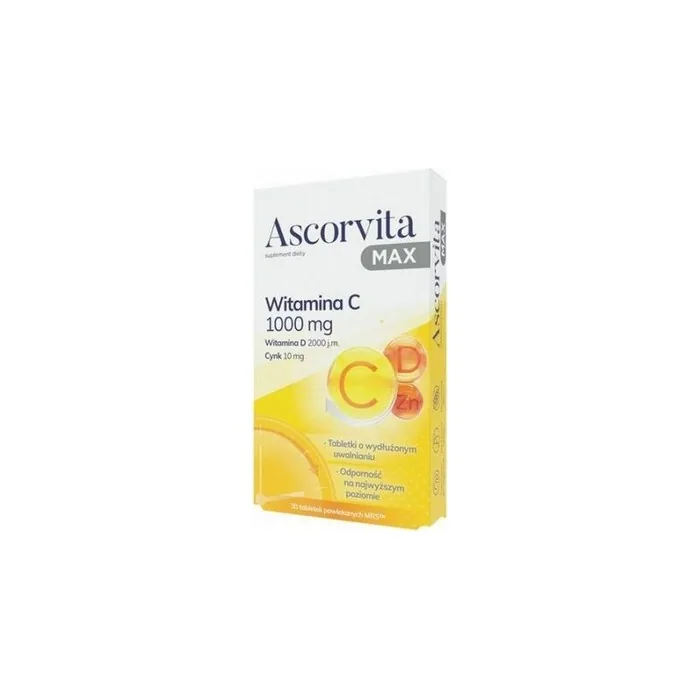 Ascorvita Max Immune System Vitamin C 1000mg with Vitamin D 30 Tablets