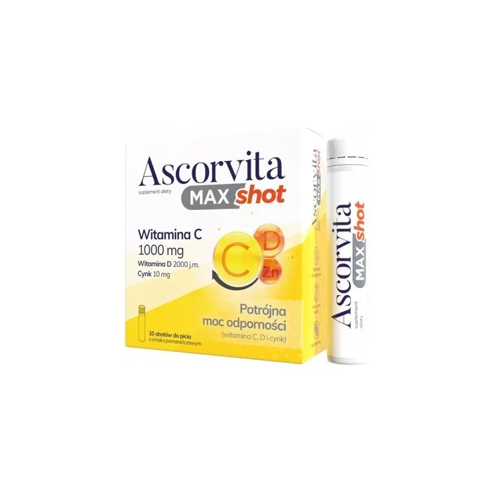 Ascorvita Max Vitamin C Boost Liquid Supplement - 10 Pack Of 25ml Shots