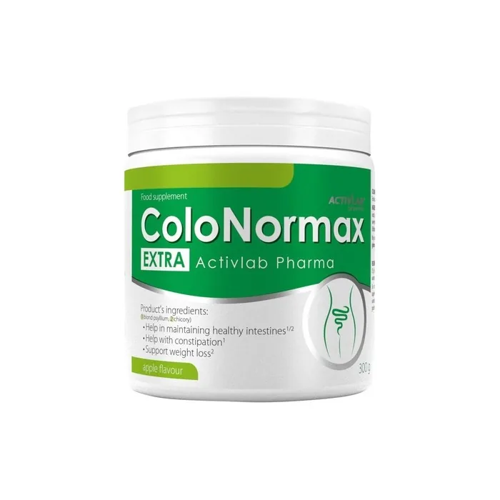 Colonormax Extra Activlab Pharma 300g Jar Plantago Ovata with Inulin and Probiotic Bacteria Healthy Digestion Weight Loss Apple Flavor Vegetarian Product