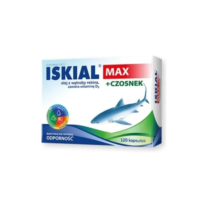 Iskial Max Garlic Shark Liver Oil and Vitamin D3 120 Capsules