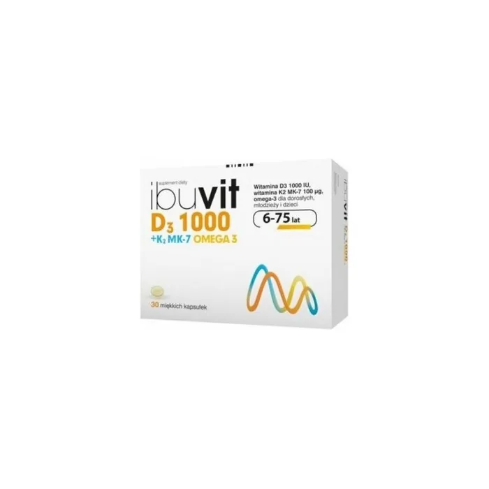 Ibuvit D3 1000 K2 Mk7 Omega 3 Fatty Acid Supplement 30 Capsules