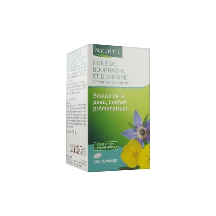 Naturland Organic Borage and Evening Primrose Oil Dietary Supplement 200 Capsules