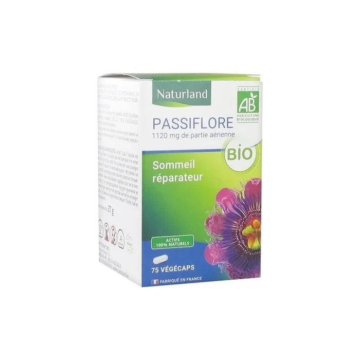 Naturland Organic Passionflower Dietary Supplement 75 Vegan Capsules