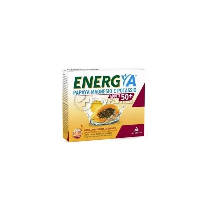 Angelini Energya Papaya Magnesium And Potassium Adults 50 Supplement 14 Sachets