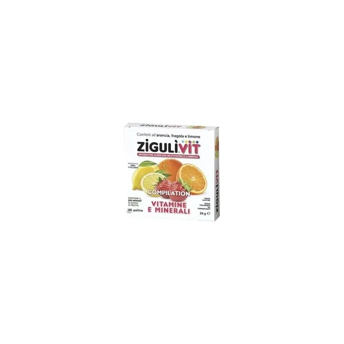 Falqui Pharmaceutical Products Ziguli Vit Confetti Orange Strawberry And Lemon With Vitamins And Minerals 40 Balls