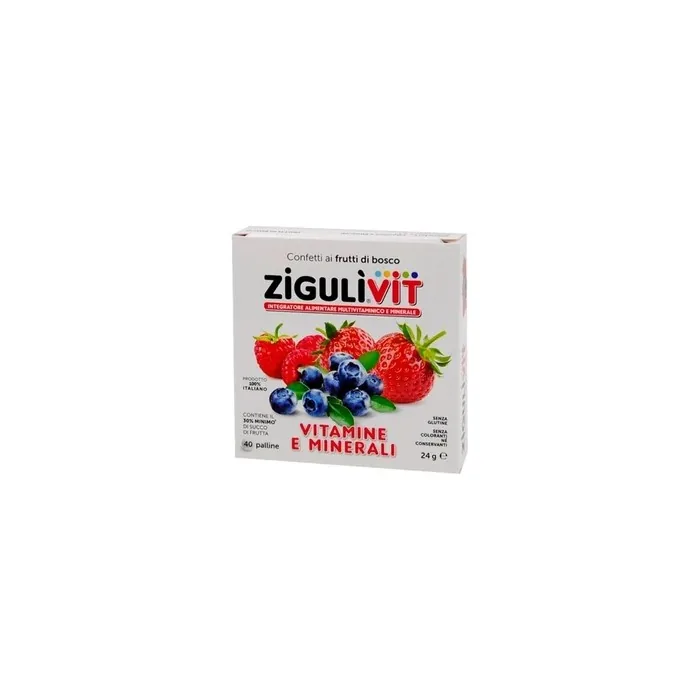 Falqui Pharmaceutical Products Ziguli Vitamins In Confetti With Forest Fruits With Vitamins E And Minerals 40 Balls