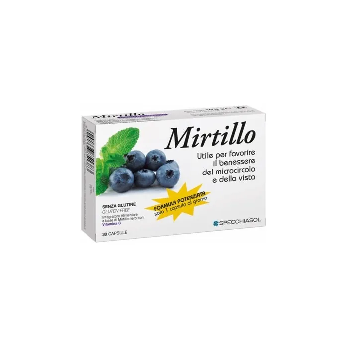 Specchiasol Blueberry Capsules Enhanced Formula Dietary Supplement 30 Caps