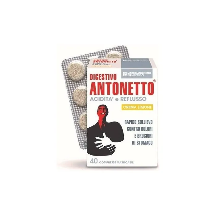 Antonetto Acid E Acid Reflux Digestive Tract 40 Tablets Lemon