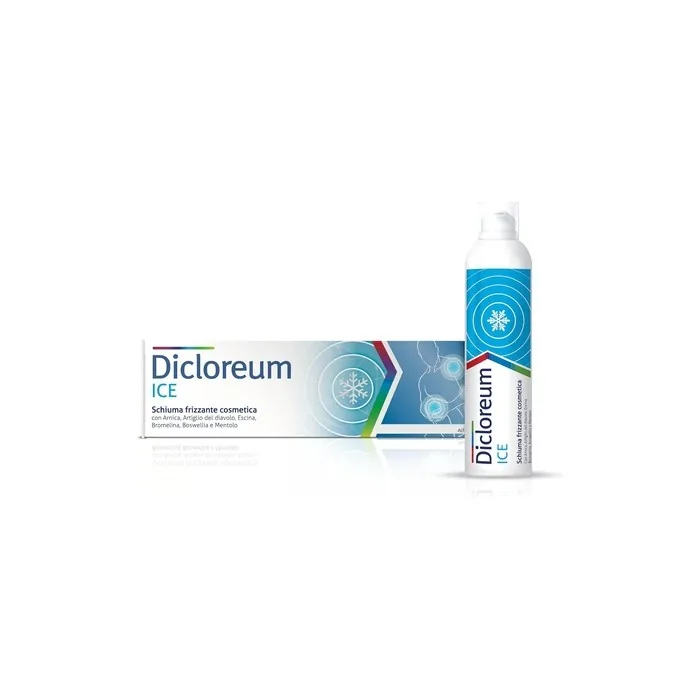 Dicloreum Ice Cosmetic Foam for Treating Bruises, Muscle Fatigue, and Minor Trauma with Arnica, Devil's Claw, Horse Chestnut, Bromelain, Boswellia, and Menthol 150ml