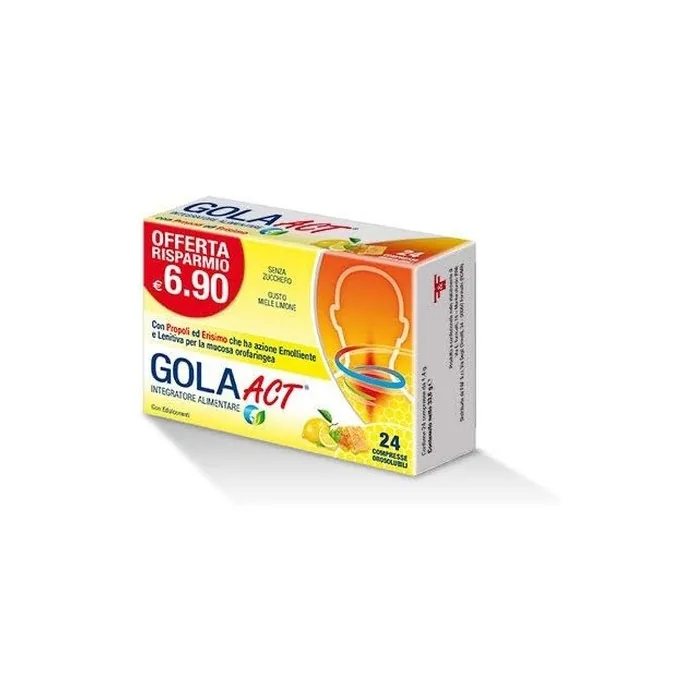 Linea Act Gola Act Dietary Supplement Honey and Lemon Flavor 24 Tablets