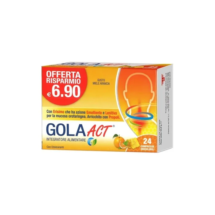 Linea Act Gola Act Dietary Supplement Honey and Orange Flavor 24 Tablets