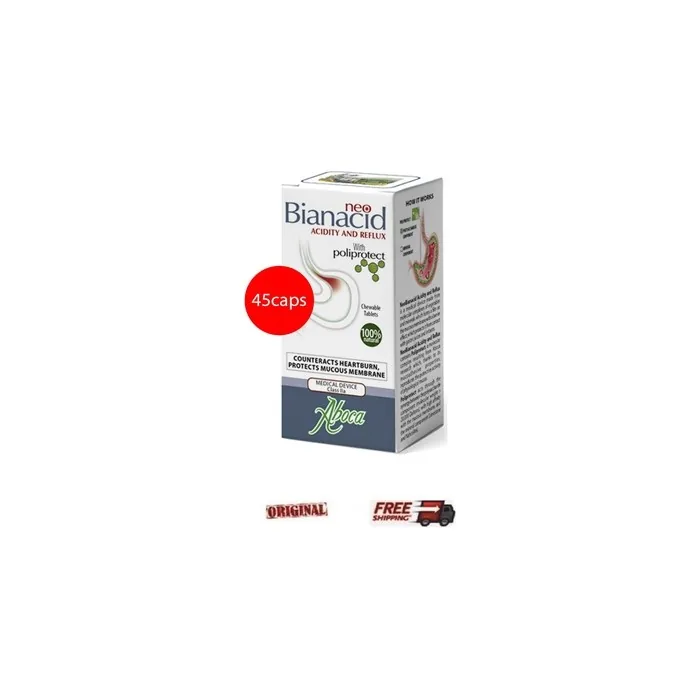 Aboca Bianacid Neo Acidity and Reflux Stomach Heartburn Relief 45 Capsules