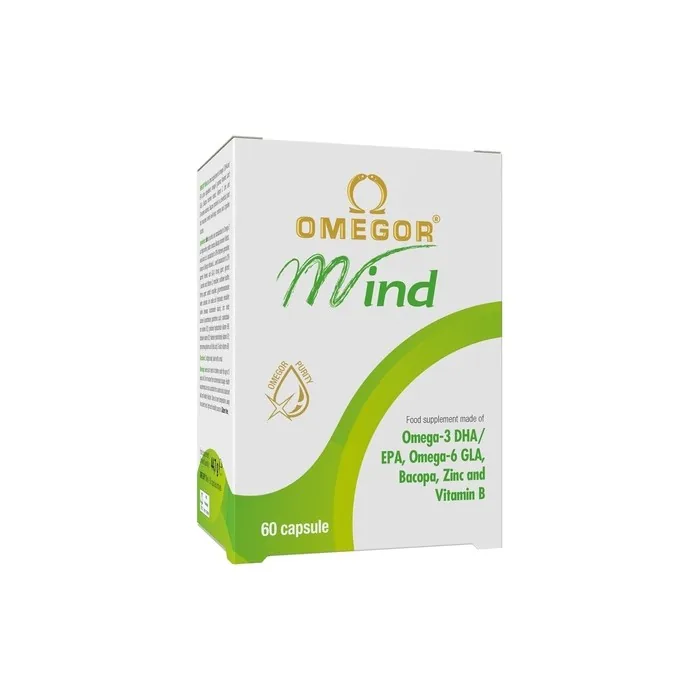 OMEGOR Mind Memory and Cognitive Function Supplement with Omega 3 DHA Bacopa Monnieri Extract Borage Oil Zinc B Vitamins Molecular Distillation TG Form 60 Capsules