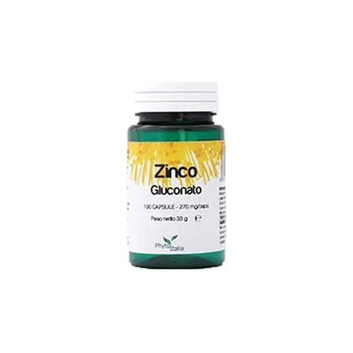 Phytoitalia Zinc Gluconate Supplement for Immune Defense and Skin 100 Capsules