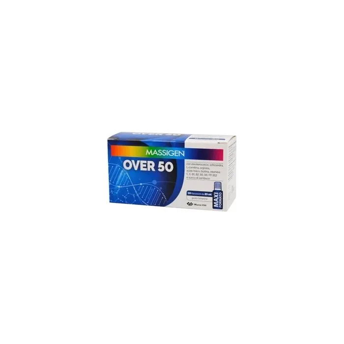 Marco Viti Farmaceutici Massigen Over 50 Food Supplement Restorative 10 Vials Of 25 Milliliters Raspberry Flavor