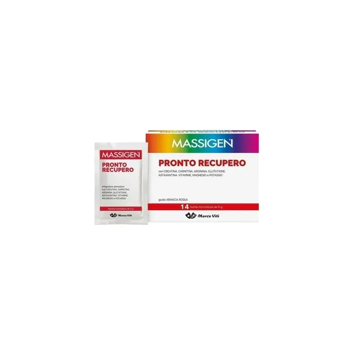 Massigen Pronto Recupero 14 Single Dose Sachets With Red Orange Flavor