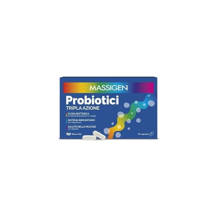 Massigen Probiotics Triple Action Dietary Supplement 10 Capsules