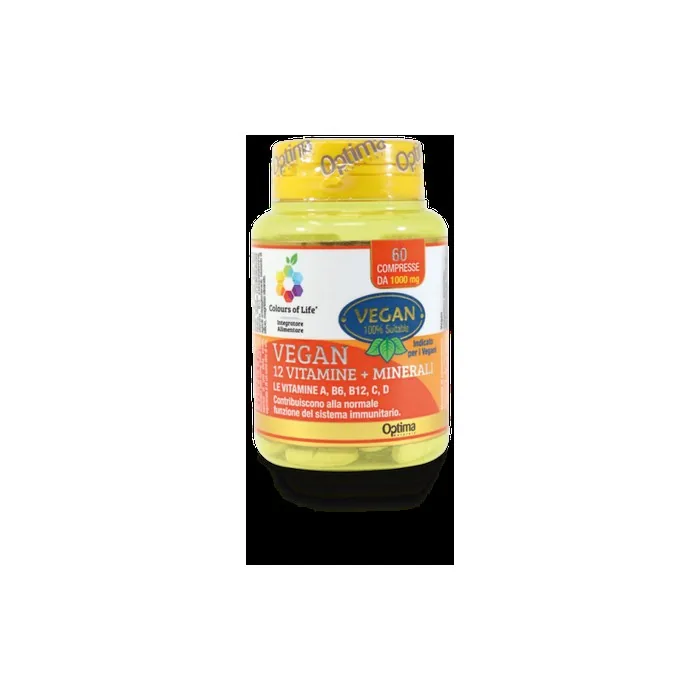 Vegan 12 Vitamins + Minerals Colors Of Life Optima Naturals 60 Tablets