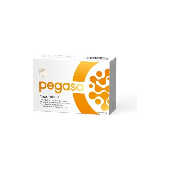 Pegaso Axidophilus Dietary Supplement with Lyophilized Milk Ferments and Prebiotic Fibers 60 Capsules
