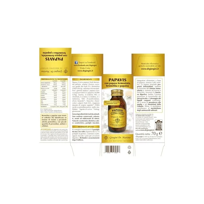 Dr Giorgini Papavis Tablets 70g Food Supplement