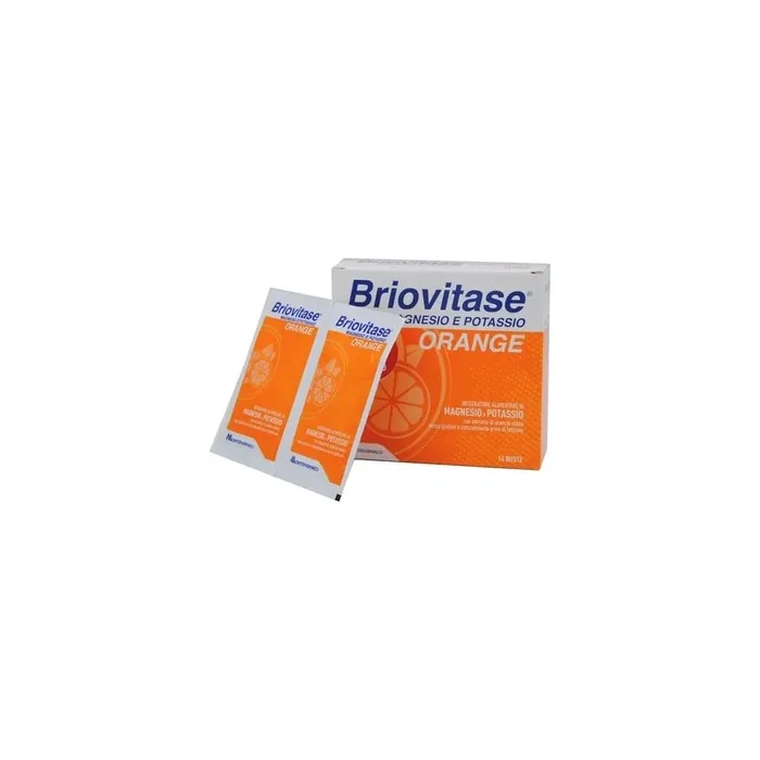 Montefarmaco Briovitase Magnesium And Potassium Orange Dietary Supplement 14 Sachets