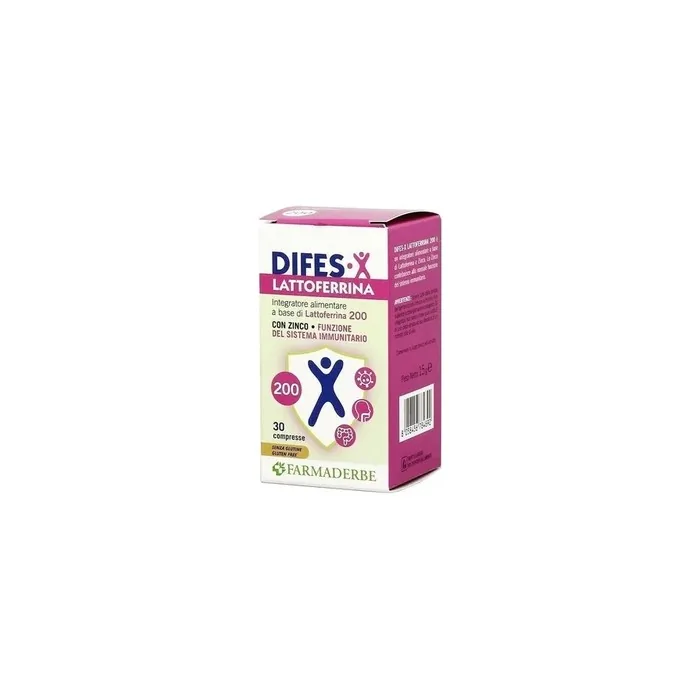 Farmaderbe Difes X Lactoferrin 200 Dietary Supplement For Immune Defenses 30 Tablets