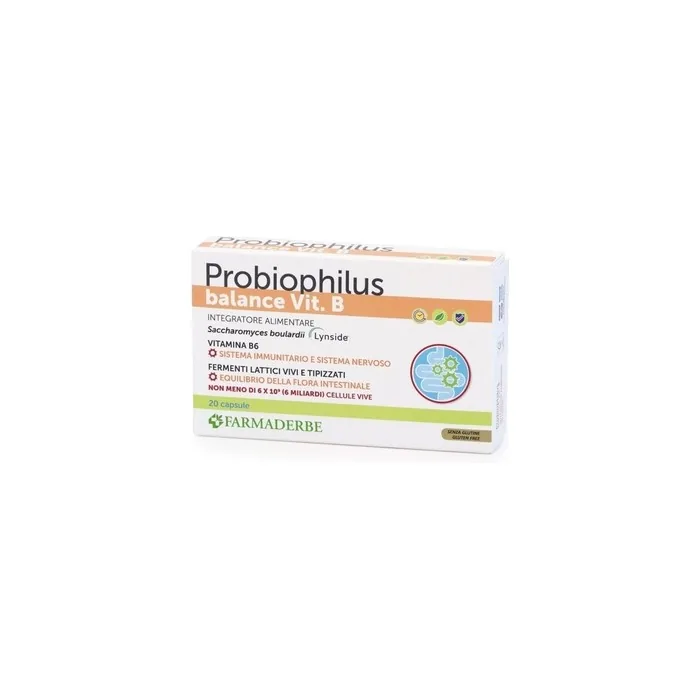 Farmaderbe Probioplhilu Balance Dietary Supplement for Intestinal Flora Balance 20 Capsules