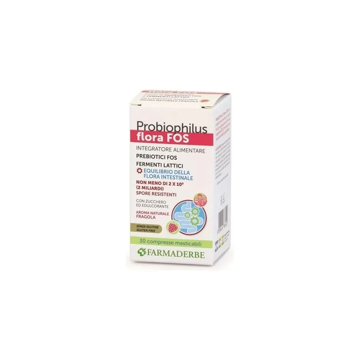 Farmaderbe Probiophilus Flora FOS Dietary Supplement for Intestinal Health 30 Tablets